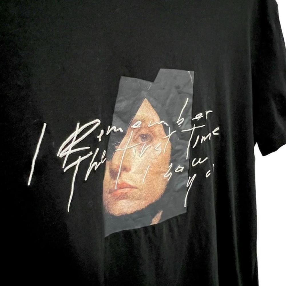 H&M Men’s Black Graphic Print Tee Remember the First Time I saw You, Size Medium - Picture 9 of 10